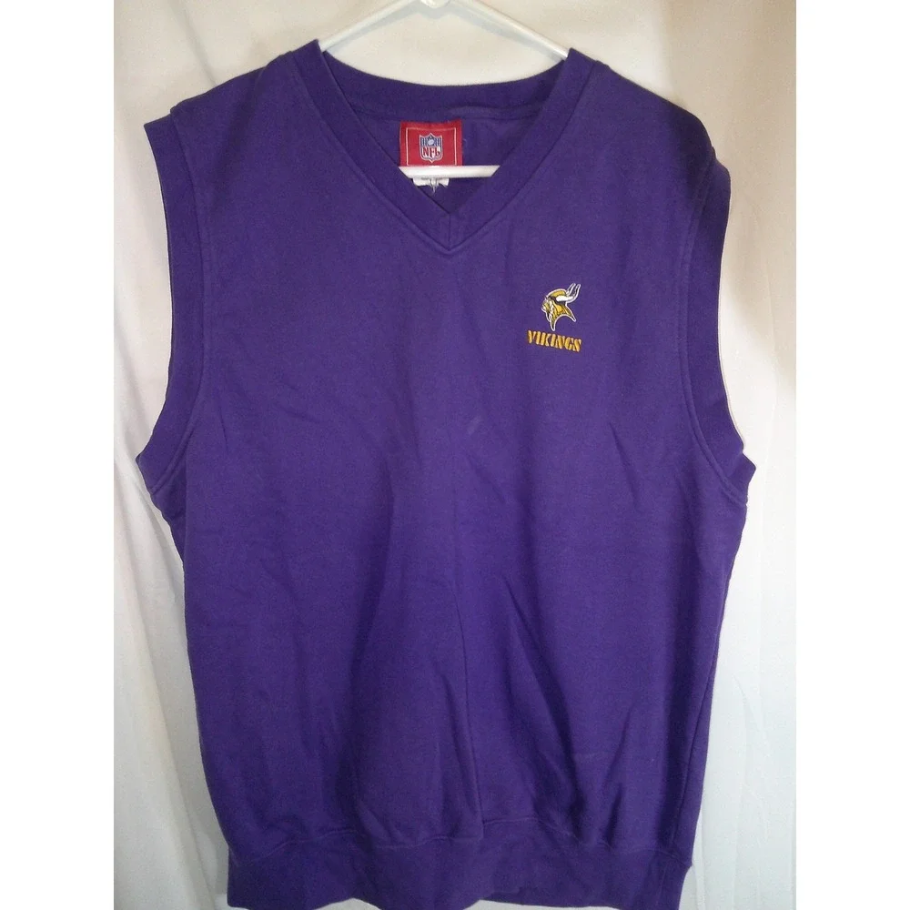 Vintage NFL Vikings Vest Sleeveless Sweater Purple NFL Football Fan Apparel L